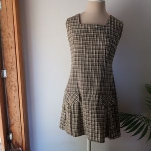 Vintage Green Plaid Mini Dress